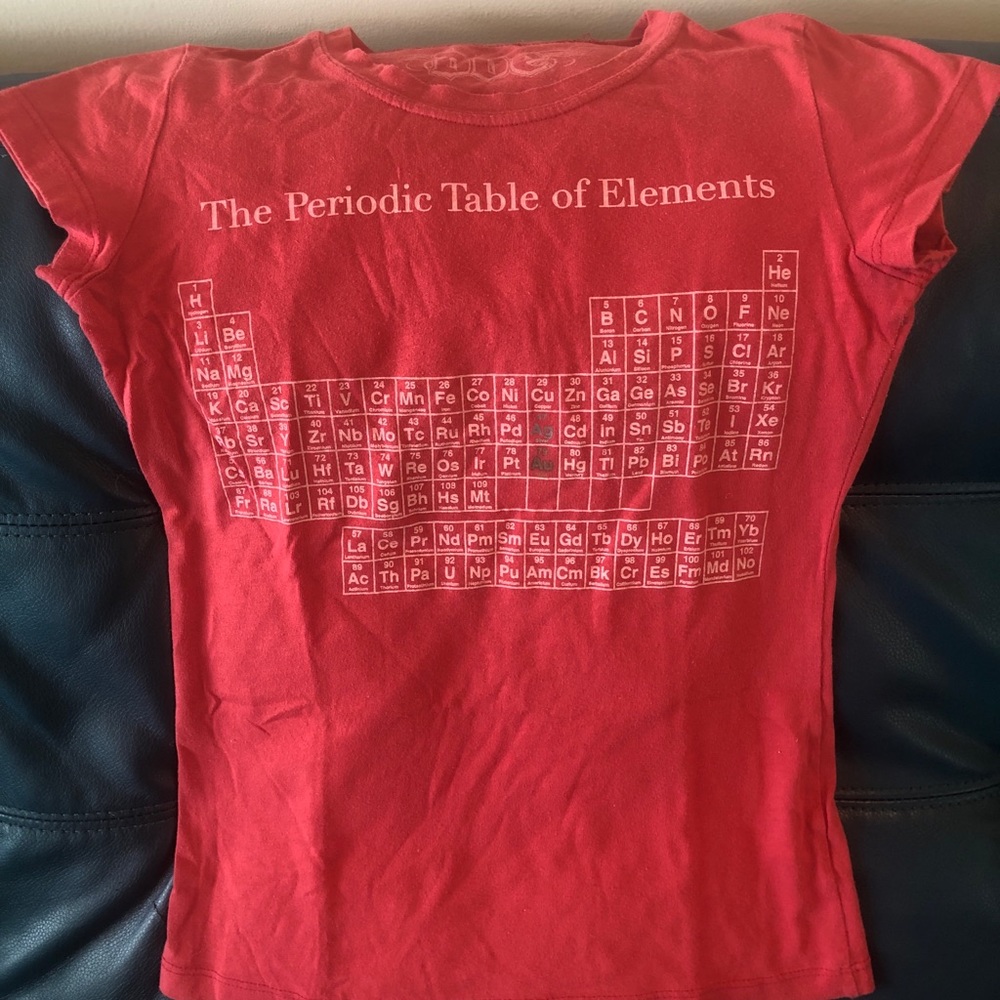 RED CHEMISTRY PERIODIC TABLE WOMEN’S TSHIRT